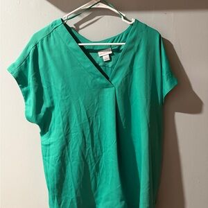 Liz Claiborne Teal V-Neck Blouse